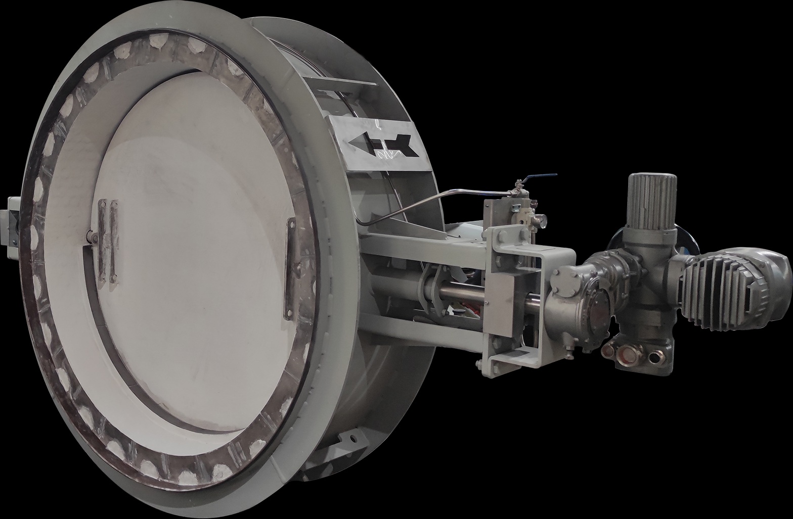 Round lined electric flue gas butterfly damper with electric actuator used for isolating high temperature flue gas in the gasification process section